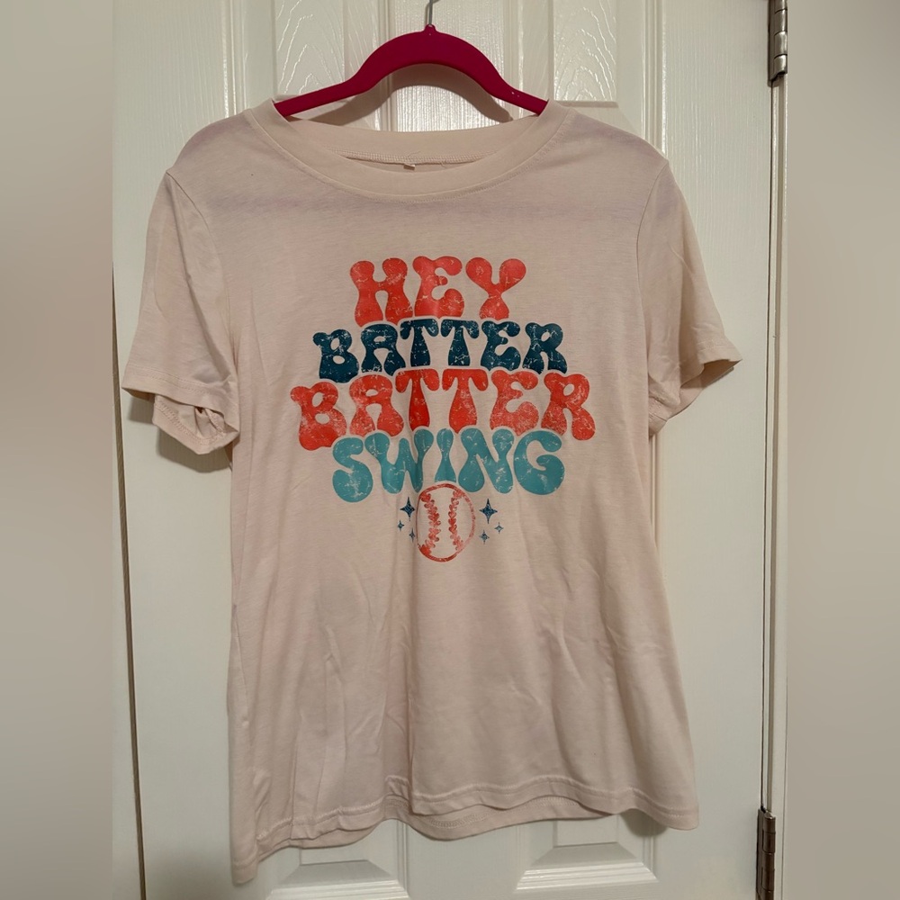 Hey Batter Batter Swing Graphic Tee - Pink
